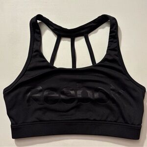 Reebok Black Racerback Sports Bra with Geometric Straps